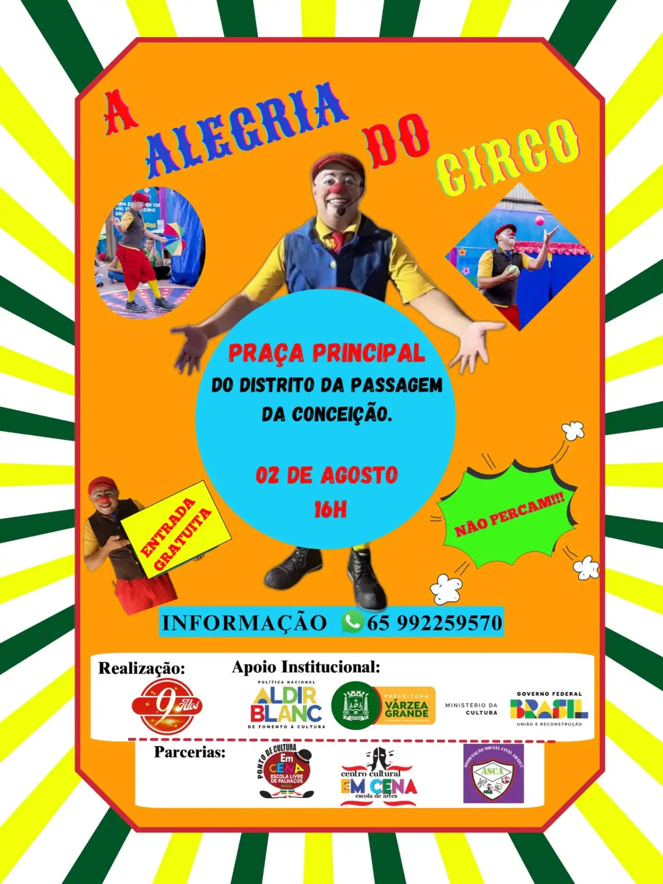 “Alegria do Circo” transforma praça em palco de encantamento e cultura em Várzea Grande
