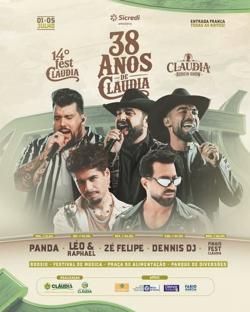 Cláudia se prepara para viver quatro noites históricas: Rodeio Show celebra os 38 anos do município com grandes atrações | Página do Nortão